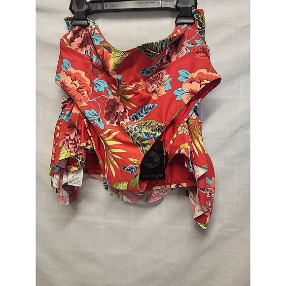 New SEXY LARGE Sunn Swim Lab Red Hawaiian two-piece ruffle Bikini HIGH waist - Picture 8 of 12